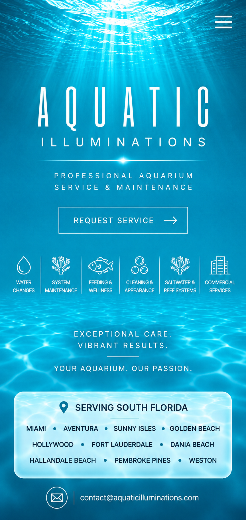Aquatic Illuminations professional aquarium service and maintenance in South Florida
